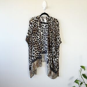 Chico’s Animal Print Leopard Fusion Ruana Wrap Kimono Duster One Size